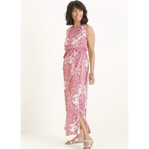 NWT Chico’s Summer Shine Metallic Printed White Maxi Dress